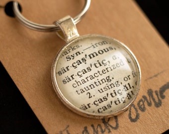 Dictionary Page Necklace Sarcastic Characterized Taunting Silver Pendant