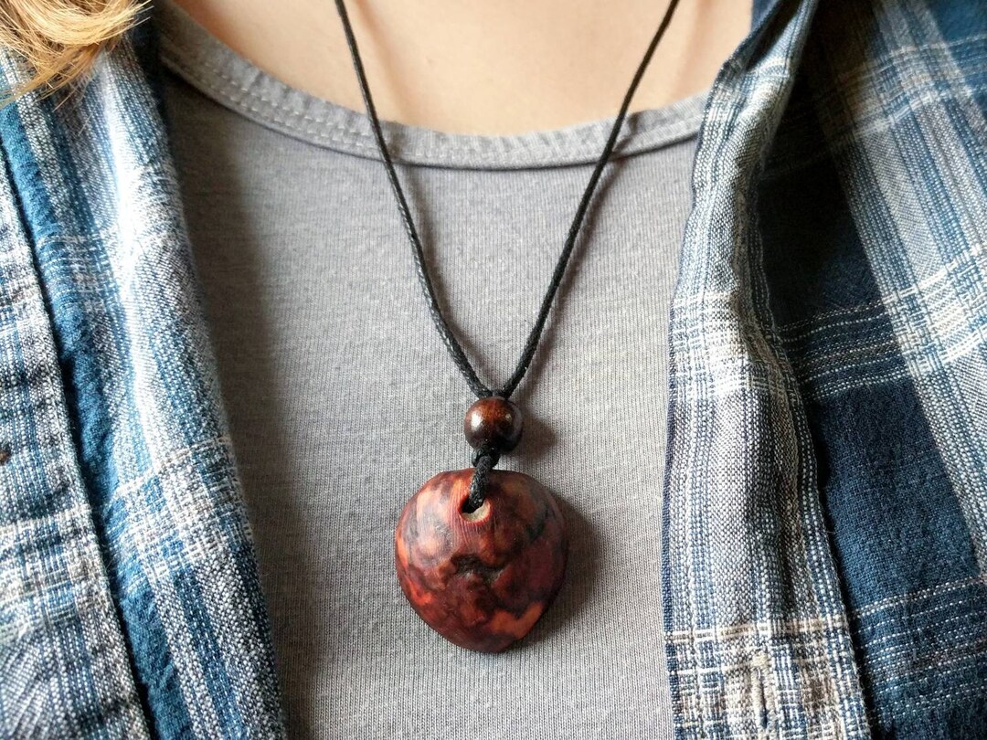 Hand-carved Avocado Stone Hidden Heart Necklace Natural Jewelry - Etsy