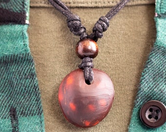 Hand-Carved Avocado Stone Necklace Natural Jewelry