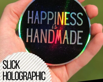 Vinilo holográfico de galaxia: La felicidad está hecha a mano, 7,6 cm