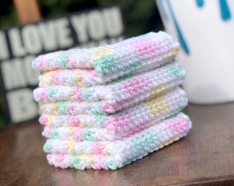 Paños de cocina de algodón a crochet: Paños de cocina en tonos pastel