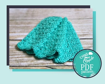 Patrón de crochet: Paño de cocina con punto de concha - Tutorial - Descarga digital en PDF