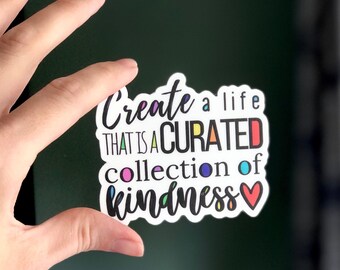 Kindness Quote Vinyl Sticker: Rainbow Typography, Laptop Decal