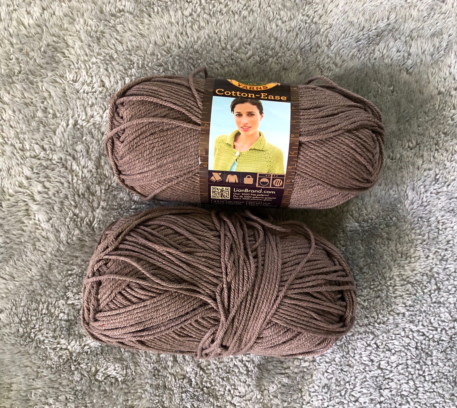 CottonEase Yarn by Lion Brand Taupe Brown 5050 Cotton Etsy