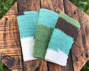 Paños de cocina de algodón a crochet: Juego de paños de cocina en tonos tierra