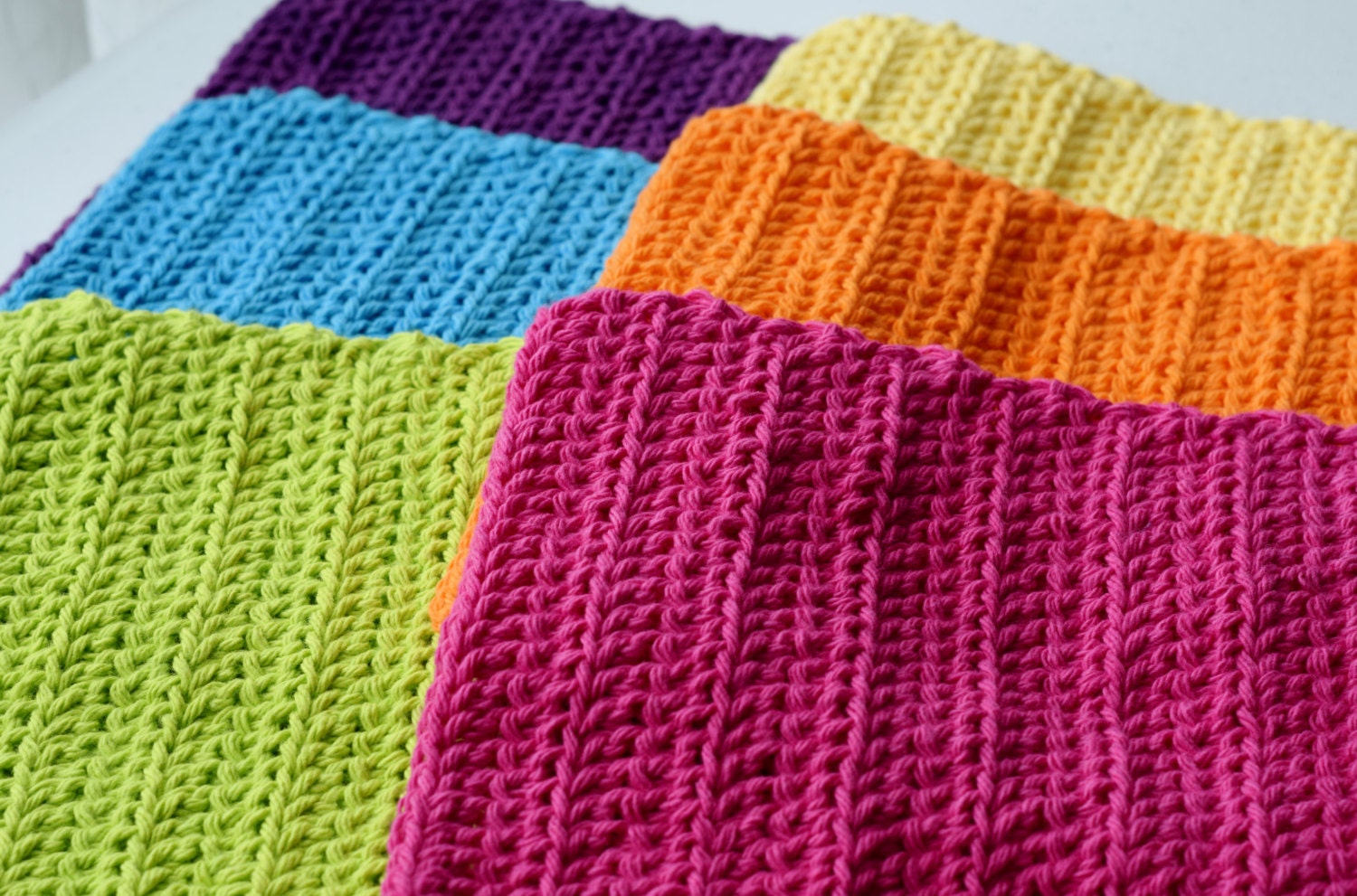 Crochet Rainbow Dishcloth/ Washcloth Handmade Wash Rag set 