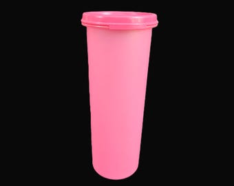 Vintage Tupperware Modular Mates Round 4, Lid - #1643 pink, #1607 pink lid, 30 oz - container, bulk pantry food storage, spaghetti keeper