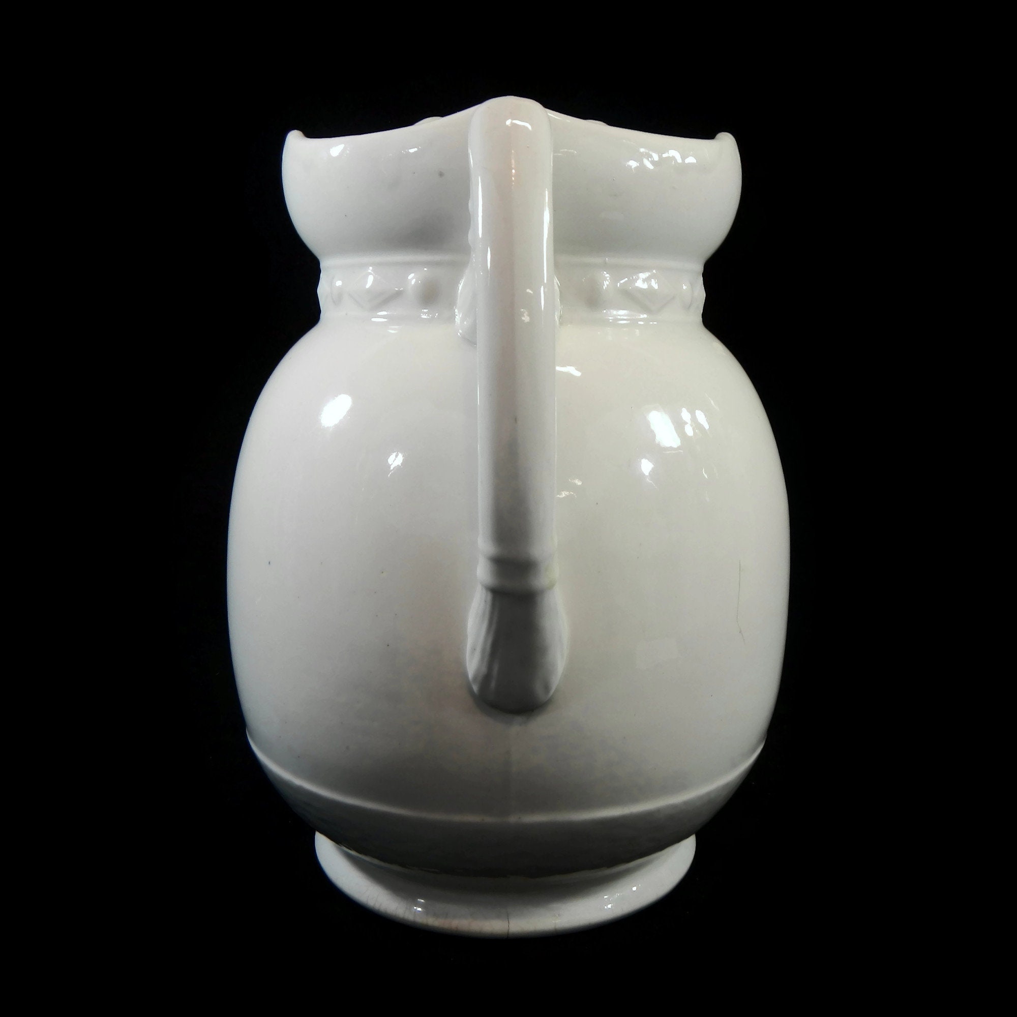 White Ironstone Milk Pitcher, Heavy Duty Pottery Vase, With Married Lid -   Israel