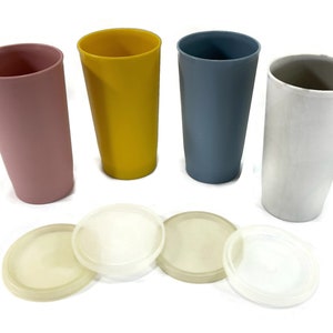 Vintage Tupperware 4 Tumblers or Cups, Lids - 12 Oz., #873, #297, Blue,  Gold, Gray, Mauve - Retro, Kitchen, Camping, Travel, Boating,cabin - Etsy