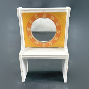 Vintage Lundby Dollhouse Miniature Dressing Table, Vanity - Sweden, 1970s, white, dollhouse furniture - 1:18 scale, wooden, doll house