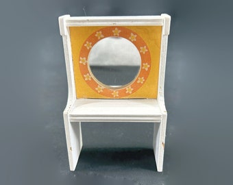 Vintage Lundby Dollhouse Miniature Dressing Table, Vanity - Sweden, 1970s, white, dollhouse furniture - 1:18 scale, wooden, doll house