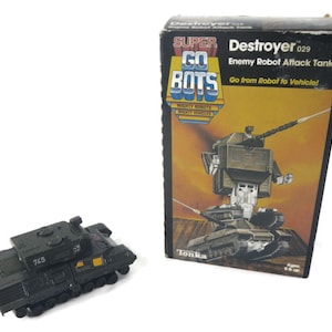 Vintage Tonka Super GoBots Destroyer Enemy Robot Attack Tank, Original Box- #7252, 1984- missing turret, vehicle, transformer, action figure