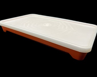 Vintage Tupperware Hot Dog, Deli Keeper or Bacon Storage Container - paprika, sheer, #1292, 1970s - meat tenderizer, marinade, cold cuts