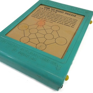 RARE Vintage Game-A-Rola Portable Game - Norstar Corp. - 1950s - wipe-off games, travel activities, retro, family, kids, children, solitaire