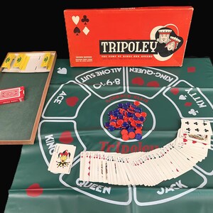 Vintage Tripoley Game - Crown Ed., Vinyl Mat, Card Game, Cadaco