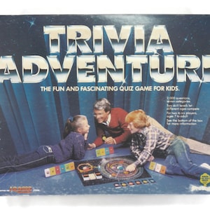 Vintage Trivia Adventure Board Game - Pressman, #2000, 1983 - kids trivia, youngsters, game night, family fun, 2-6 players, ages 7-adult