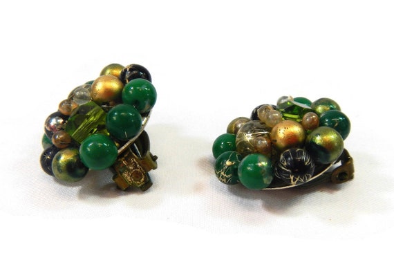 Vintage Cluster Earrings - clip-on - 1950s-1960s … - image 2