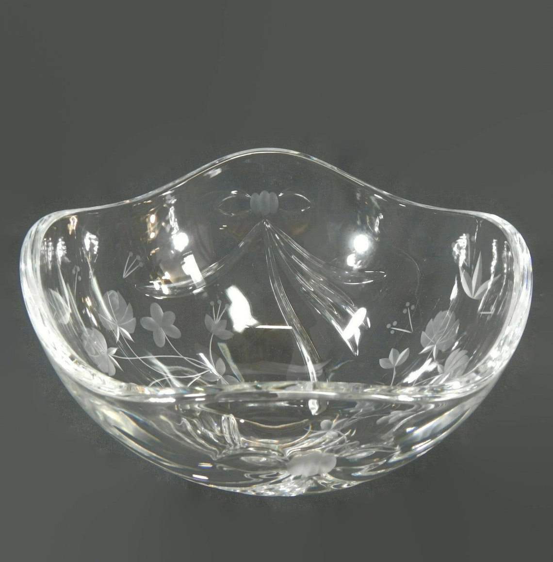 Vintage Mikasa 8 Crystal Bowl Romantic Bloom Etched Etsy