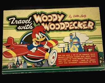 RARE Vintage Travel With Woody Woodpecker Board Game - 1956, No