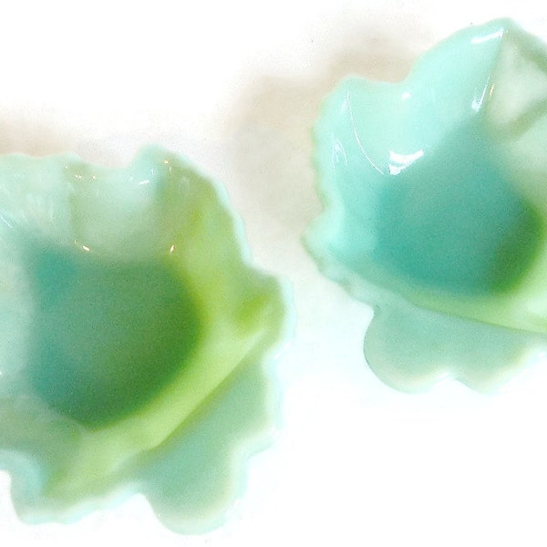 Vintage Fire King Jadeite Maple Leaf Candy Dish - jadite, mint green, milk glass, soap dish, spoon rest, trinket bowl, Anchor Hocking