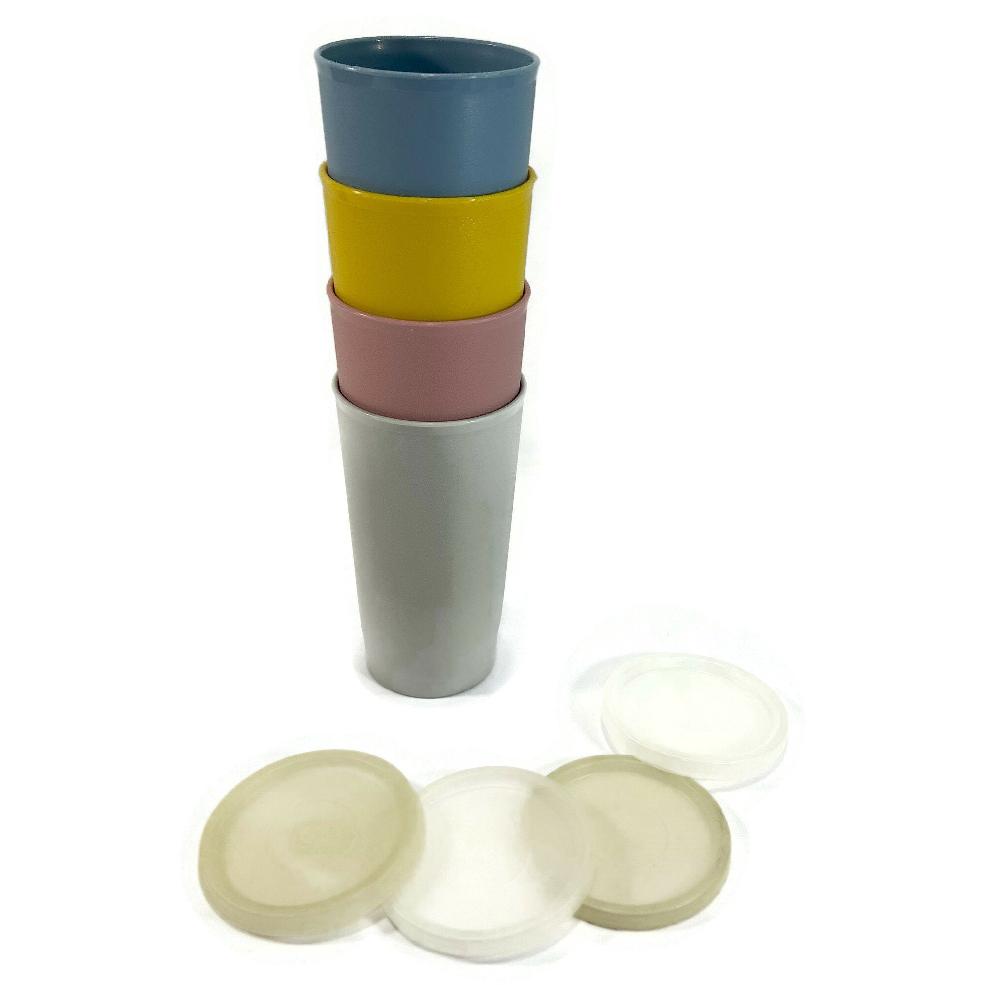 Lot De 4 Tasses Vintage Tupperware - Plastique - Style Camping Années 70/80