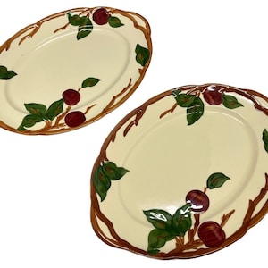 Vintage Franciscan Ware Apple Platter, CHOICE - 14&quot;x10&quot;, 1950s, apples, beige, red, ceramic - serving plate, kitchen, dinnerware,made in USA