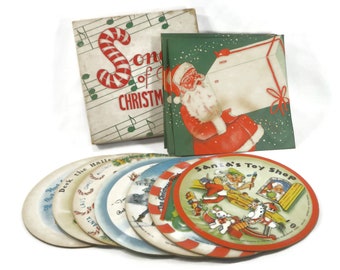 Vintage "Songs of Christmas" Record Mailers - box of 8, 1949, 7" 45 rpm, double-sided, envelopes - children's, kids, music, carol, musical