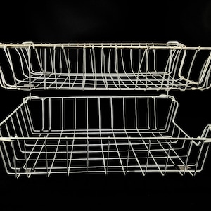 Vintage In/Out Basket, 2 Tier - metal, double - school, desk, industrial, home office decor, storage, mid century, organize paperwork, tray