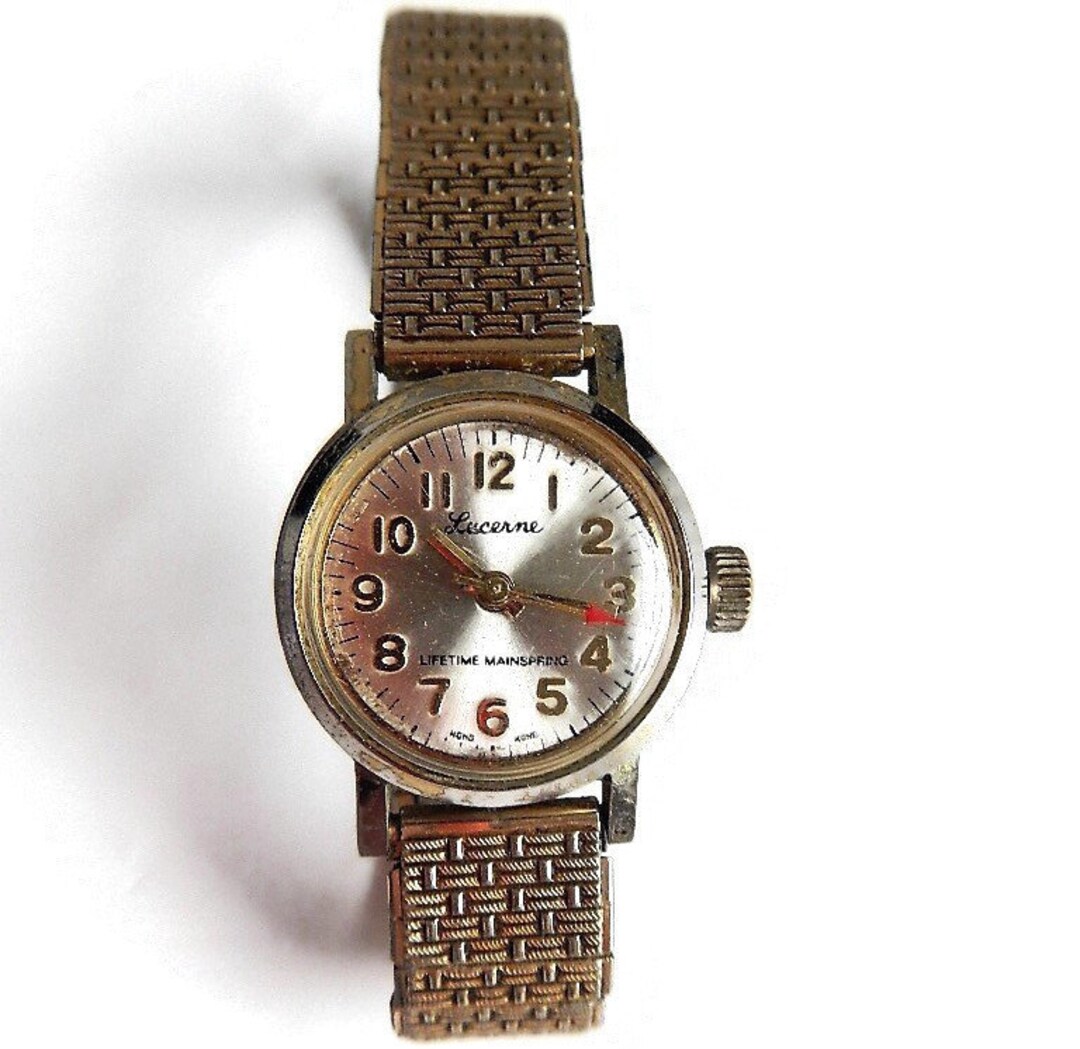 Vintage Ladies' Lucerne Watch Speidel Band, Gold Tone, Stainless Steel