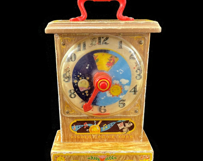 Vintage Fisher Price Music Box Tick Tock Clock 997, 1964 Teaching