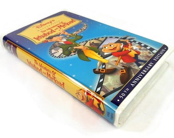 Vintage The Adventures of Ichabod & Mr. Toad VHS Movie - Walt Disney, 1999, 50th Anniv, restored - classic kid's film, children, dented case