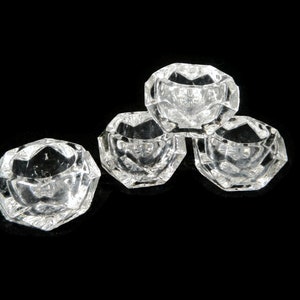 Vintage Set of 4 Open Salt Cellars - clear glass, individual - salts, small, salt dip, dinnerware, holiday, formal dining, table decor