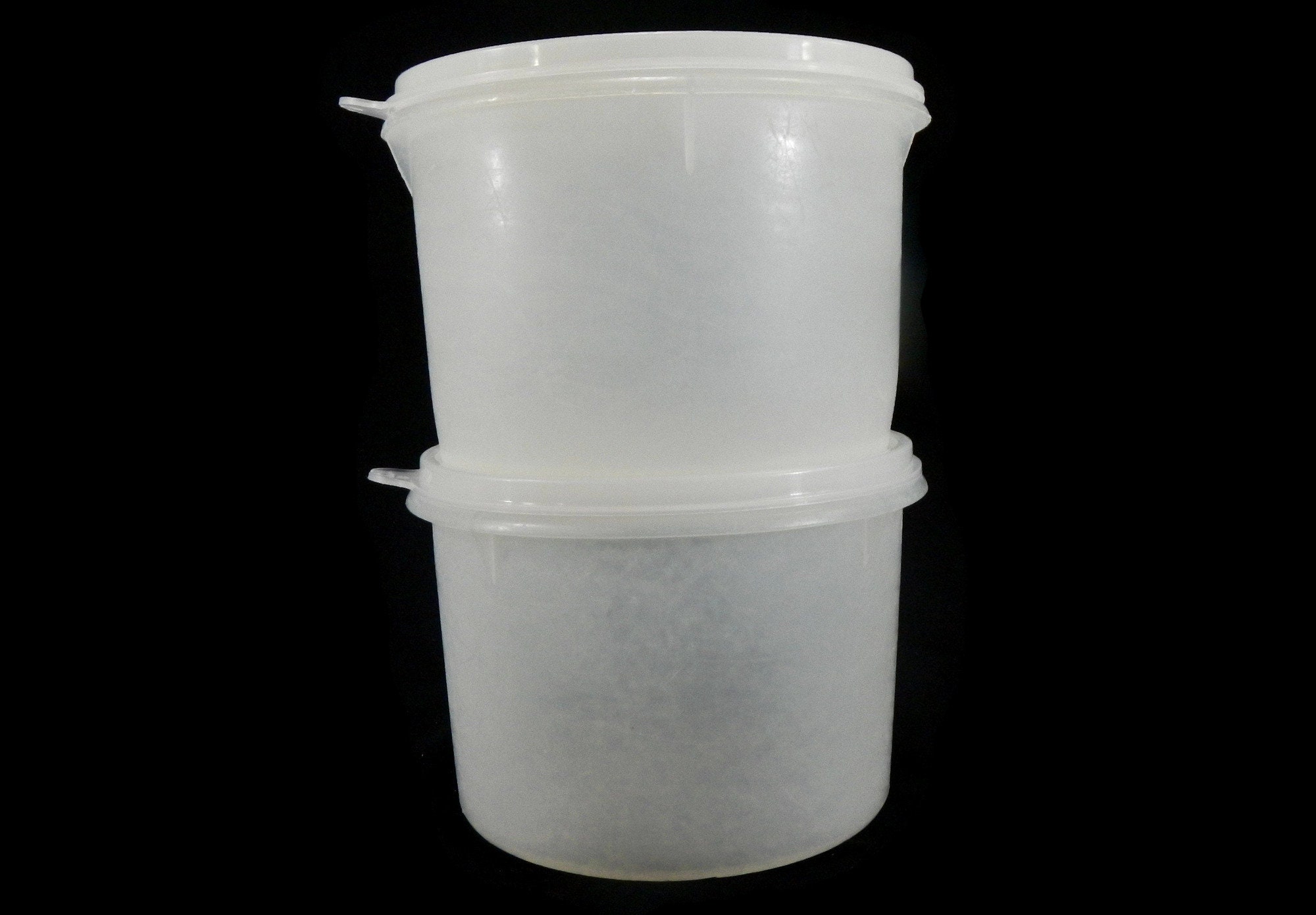 Vintage Tupperware Canister, Lid - CHOICE, 5-1/2", 1970s, sheer ice, 263 - small canister, food storage, pantry, kitchen, craft storage
