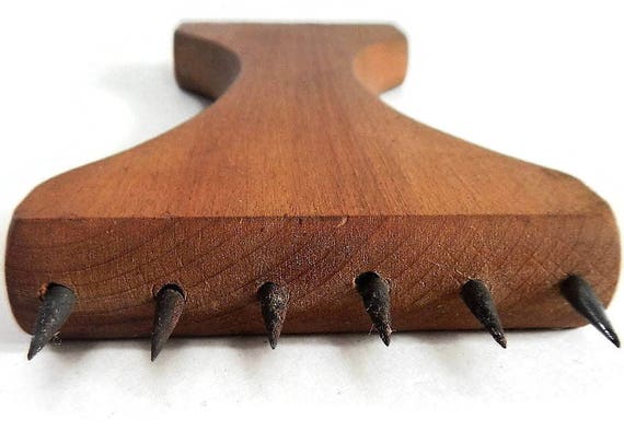 Vintage Wooden Carpet Stretcher or Upholstery Tool Punch, Pulling, Puller,  Wood, Metal Spike Rustic, Primitive, Hand Tool, Unique, Rare 