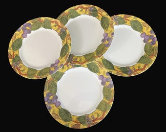 Vintage Corelle Tuscan Vine Dinner Plates - Set of 4, 10.25" diam, grapes, vine - Corelle dishes, farmhouse, discontinued replacement plates