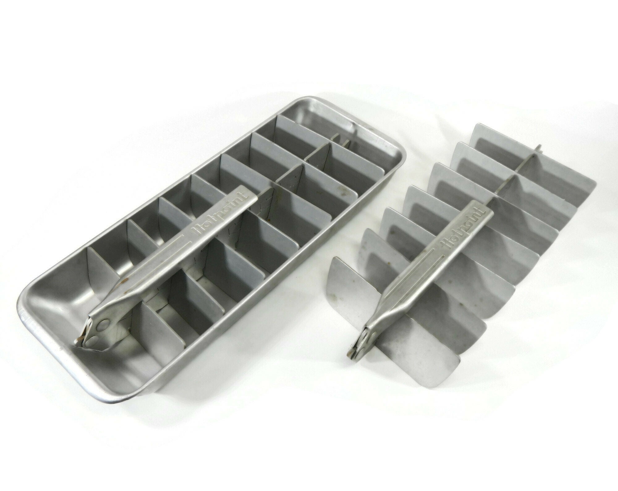 Aluminum Vintage Retro 60s Metal Ice Cube Trays - Unbranded