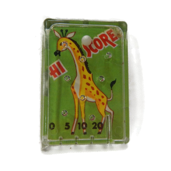 Vintage Hi Score Cracker Jack Toy Prize - #1399, giraffe, miniature pinball, green, red, yellow, small, mini - collectible, memorabilia