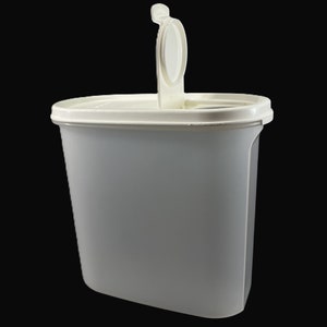 May include: White plastic container with a hinged lid. The lid is open and the container is empty.
