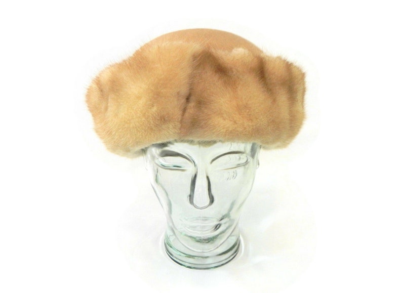 1950s-1960s dressy Vintage Ritz Henry Pollack Ladies Hat fur traditional tan pillbox style classic 100/% wool winter clothing