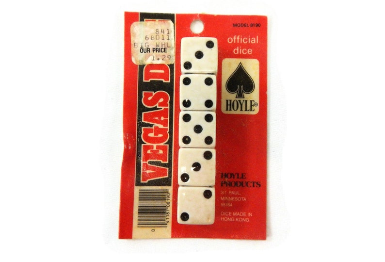 carded family game sealed Hong Kong official set of 5 Vintage Hoyle Vegas Dice card game party game Model 8190-1970s-1980s