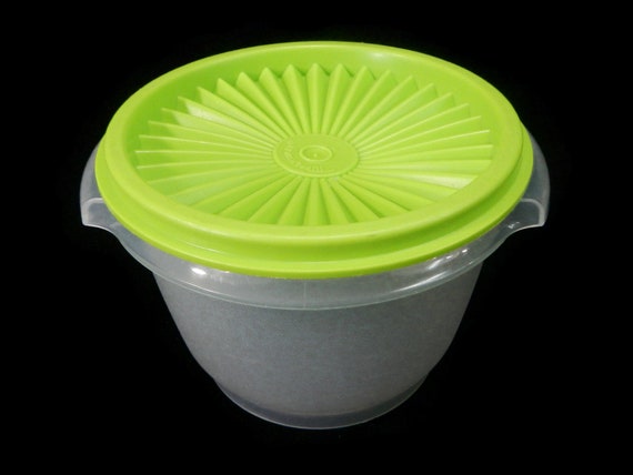 Vintage TUPPERWARE Sheer Green Container STORAGE BOWL 886 with Lid 812 Green