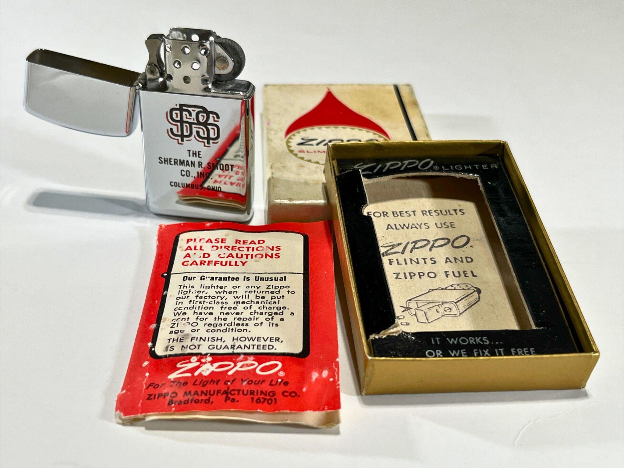 Vintage Zippo Slim Lighter - #1610, High Polish, Original Box 