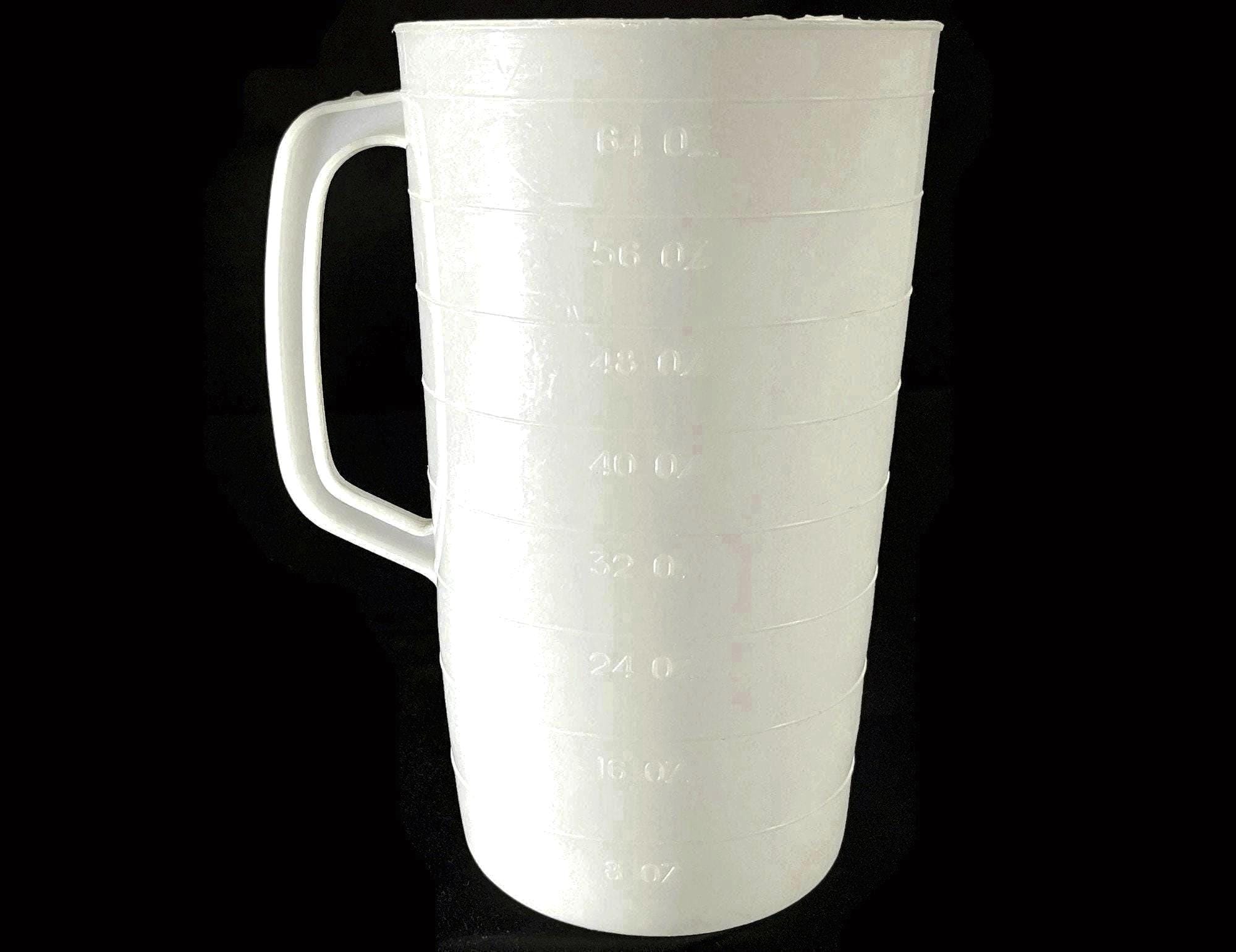 Vintage Half Gallon Pitcher- 1/2 gal, sheer white, plastic,8" tall, 1950s- serving, liquid,water, juice,drink, retro kitchen decor, beverage