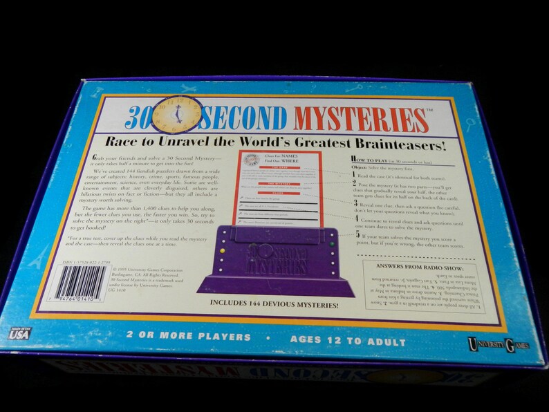 Vintage 30 Second Mysteries Board Game University Games Etsy