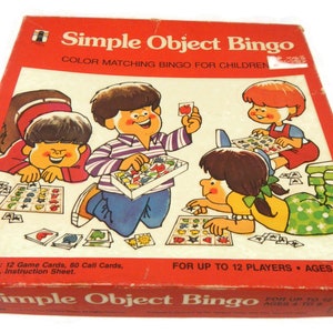 Jeu de bingo vintage simple objet - The Rainbow Works, #75968-1976 - jeunes enfants, 4-8 ans, 12 cartes, rétro, décoration, fournitures pour travaux manuels, fournitures