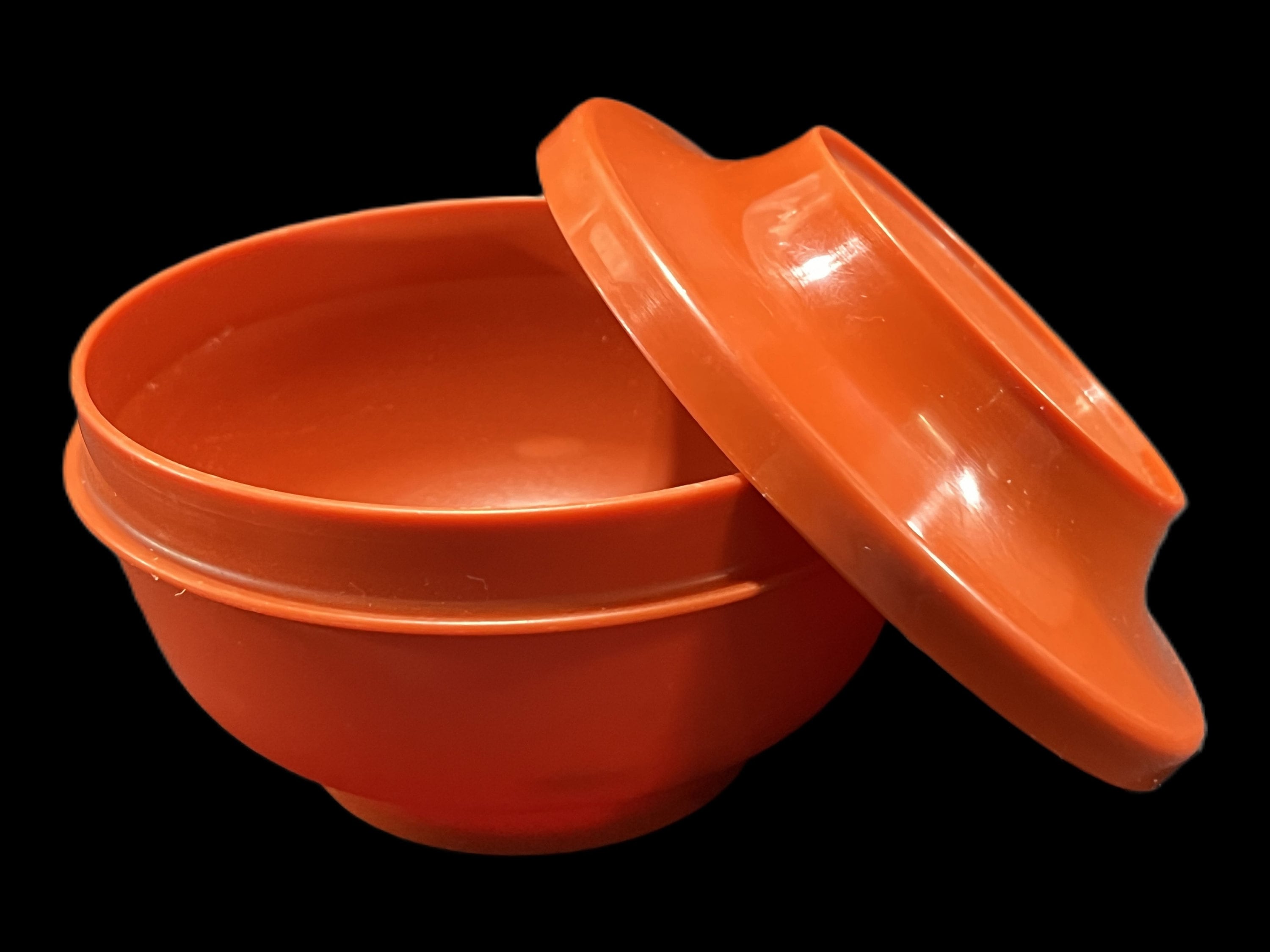 Vintage TUPPERWARE joint orange bol de service avec couvercle assiette bol de service joint rond 1207 Canada 1206 camping - France