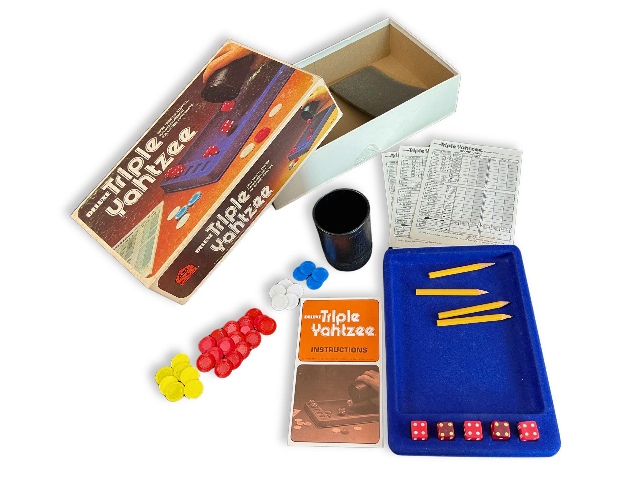 Vintage Deluxe Triple Yahtzee Game - COMPLETE, 1978, 8-adult, 2-4
