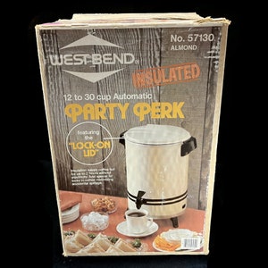 Vintage West Bend Party Perk CoffeeMaker - automatic, 12-30 cup, almond, 1980s - retro, mid century modern, graduation party, bridal shower
