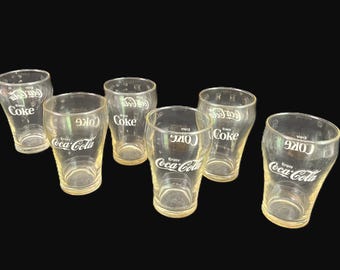 Set of 6 Vintage Coca Cola Glasses, Drinking Glasses, Coke