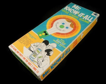 RARE Vintage Mr. Know-It-All Board Game- Brain Buster Ed., 1967, #650- quiz card, family game night, party game, solitaire, ages 7-15, party